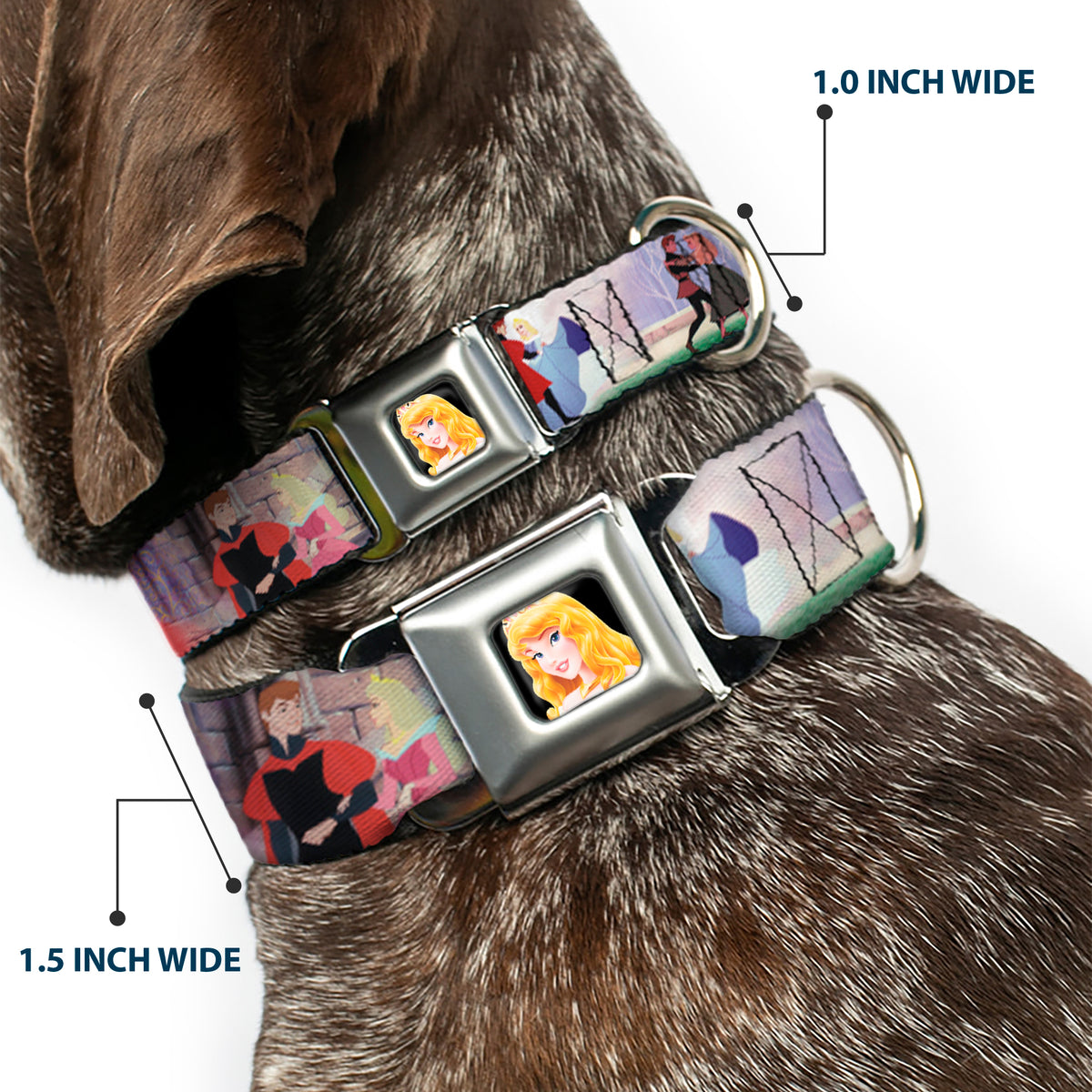 Sleeping Beauty Princess Aurora Full Color Seatbelt Buckle Collar - Sleeping Beauty & Prince Scenes Dog Collars Seatbelt Buckle Disney