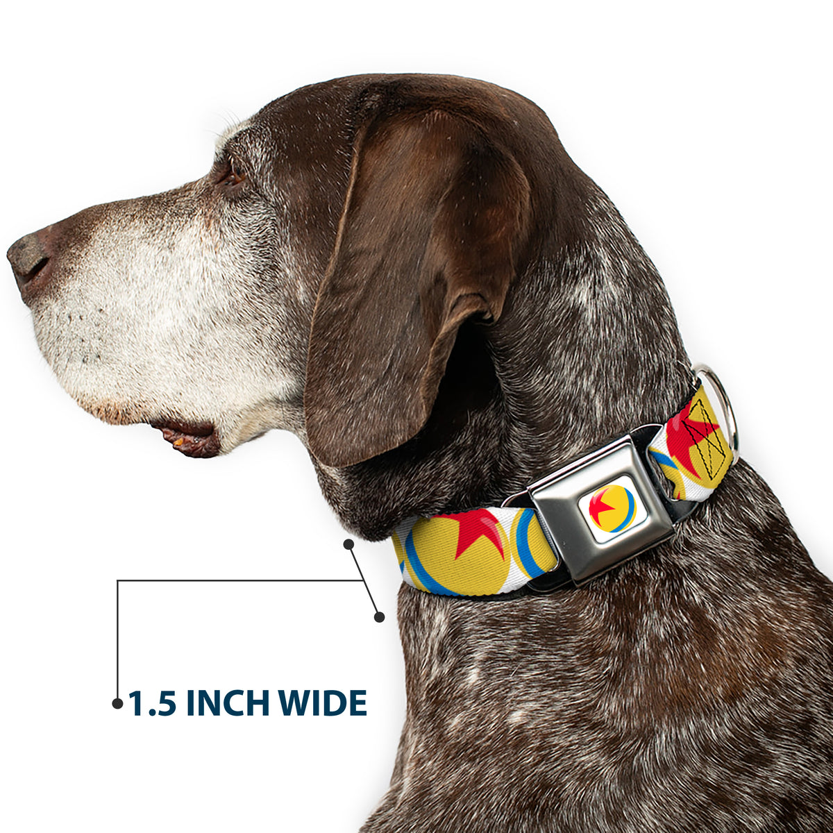 Disney Pixar Luxo Ball Full Color White/Yellow/Blue/Red Seatbelt Buckle Collar - Disney Pixar Luxo Ball Repeat White/Yellow/Blue/Red Dog Collars Seatbelt Buckle Disney
