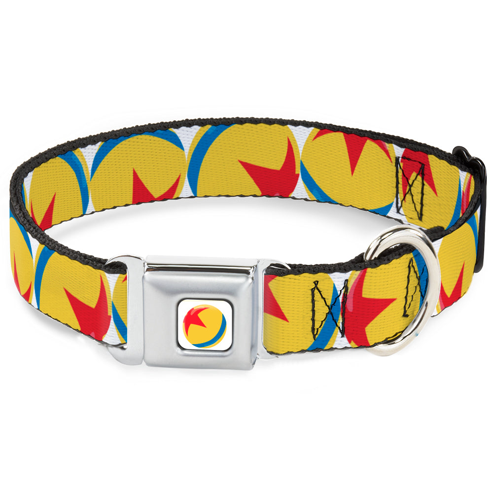 Disney Pixar Luxo Ball Full Color White/Yellow/Blue/Red Seatbelt Buckle Collar - Disney Pixar Luxo Ball Repeat White/Yellow/Blue/Red Dog Collars Seatbelt Buckle Disney