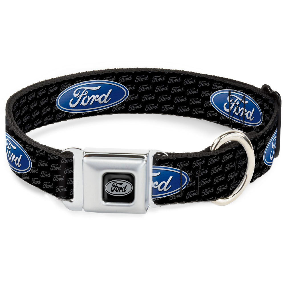 Ford Emblem Seatbelt Buckle Collar - Ford Oval REPEAT w/Text Dog Collars Seatbelt Buckle Ford