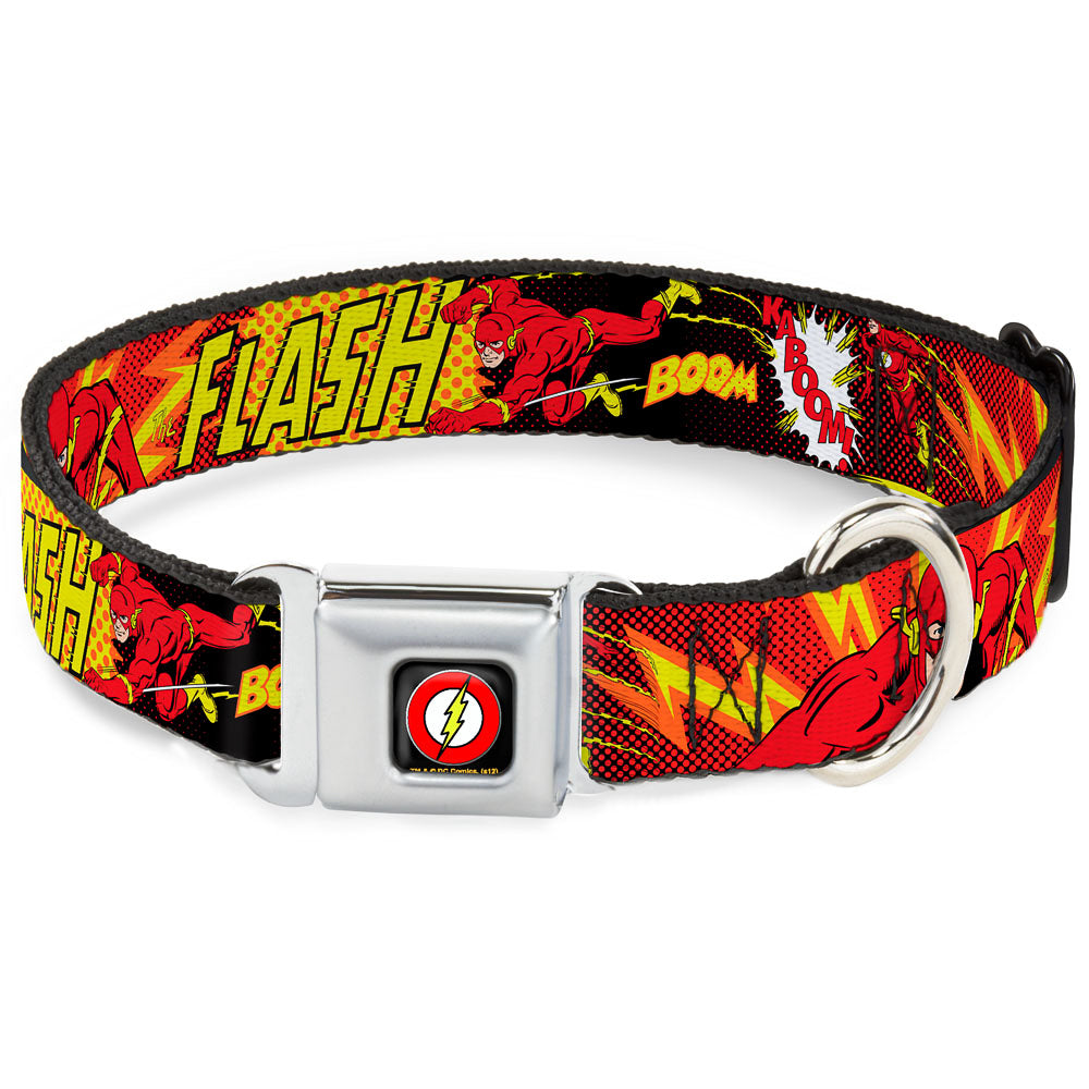 Flash Logo Black Seatbelt Buckle Collar - The Flash BOOM-KABOOM! Dog Collars Seatbelt Buckle DC Comics