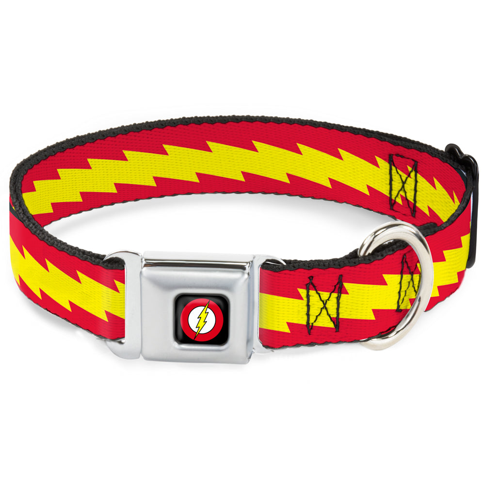 Flash Logo Black Seatbelt Buckle Collar - The Flash Bolt Stripe Red/Yellow Dog Collars Seatbelt Buckle DC Comics
