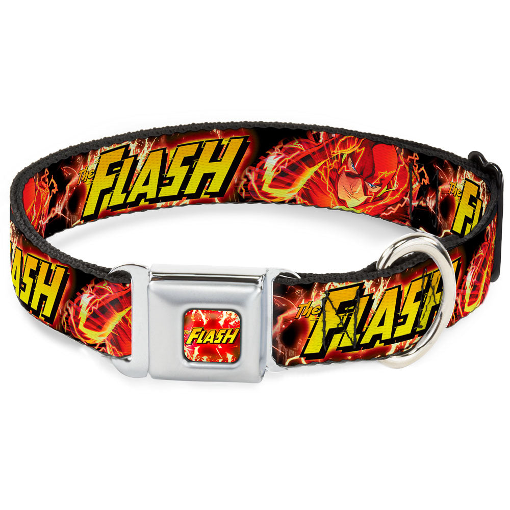 Dog Collar FLJ-THE FLASH Charge - THE FLASH Super Charged Running Pose Dog Collars Seatbelt Buckle DC Comics