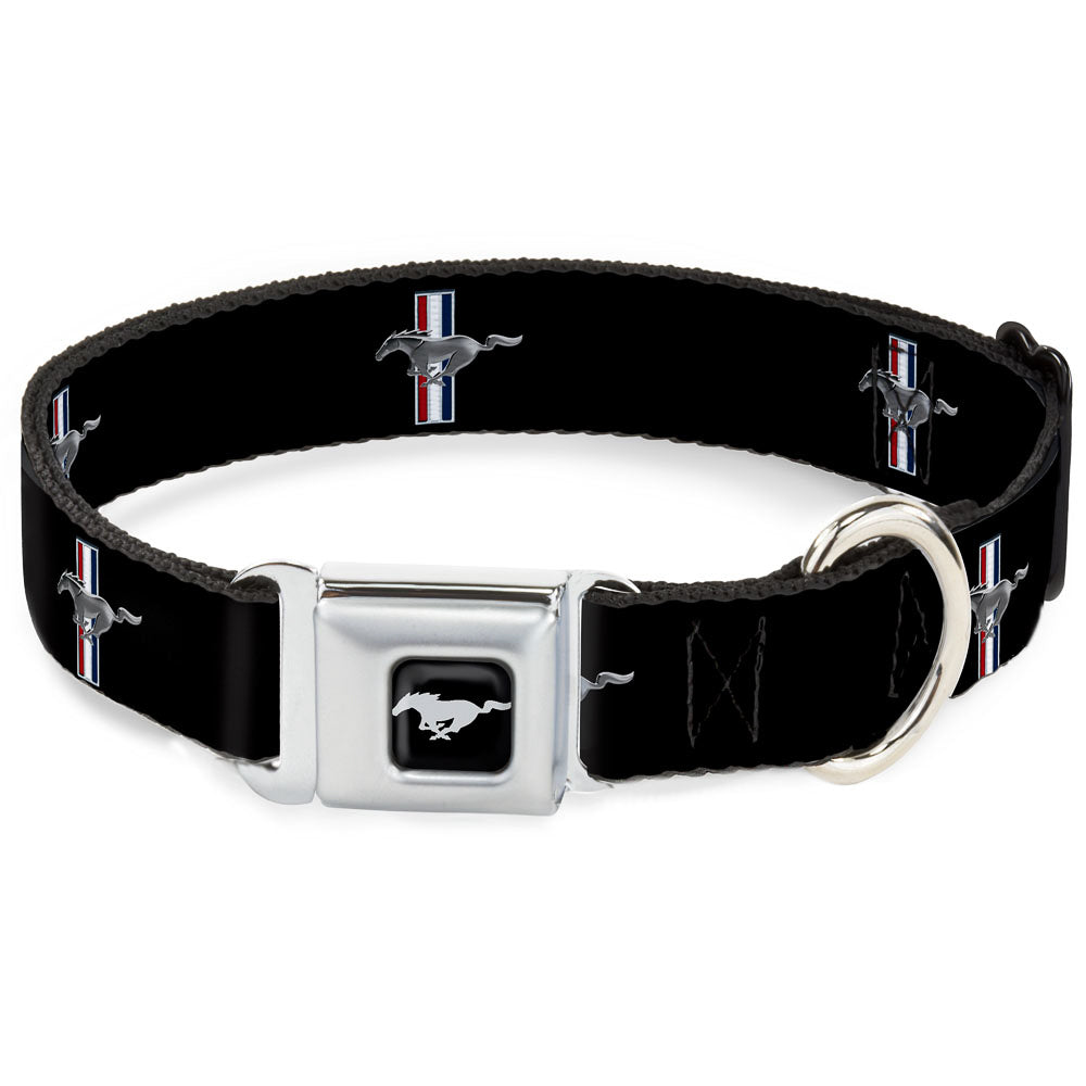 Ford Mustang Emblem Seatbelt Buckle Collar - Ford Mustang w/Bars Logo REPEAT Dog Collars Seatbelt Buckle Ford