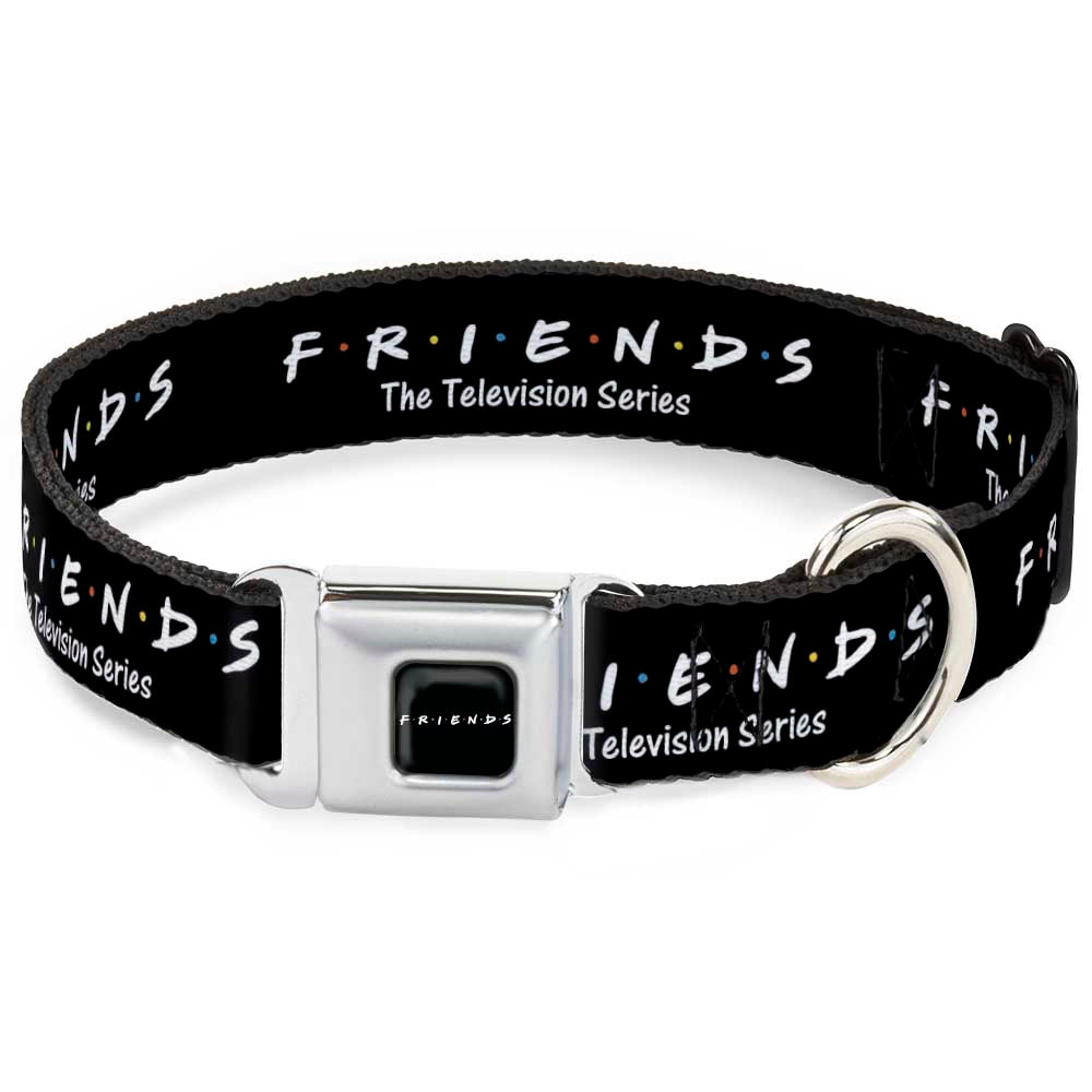 FRIENDS Logo Full Color Black/White/Multi Color Seatbelt Buckle Collar - FRIENDS-THE TELEVISION SERIES Logo Black/White/Multi Color Dog Collars Seatbelt Buckle Friends