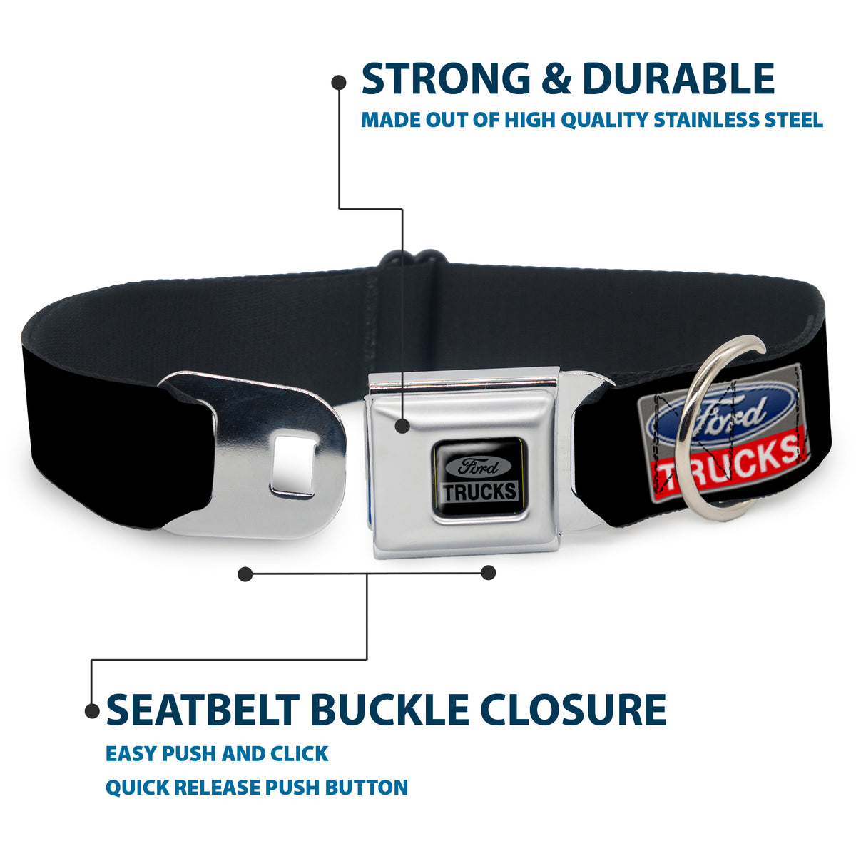 Ford Trucks Seatbelt Buckle Collar - Ford Trucks Logo REPEAT Dog Collars Seatbelt Buckle Ford