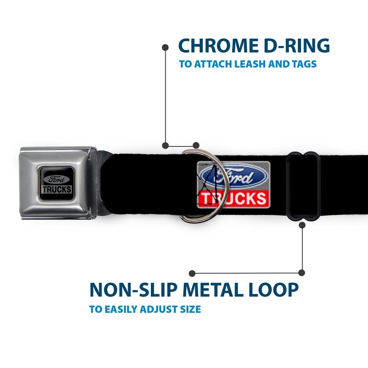 Ford Trucks Seatbelt Buckle Collar - Ford Trucks Logo REPEAT Dog Collars Seatbelt Buckle Ford