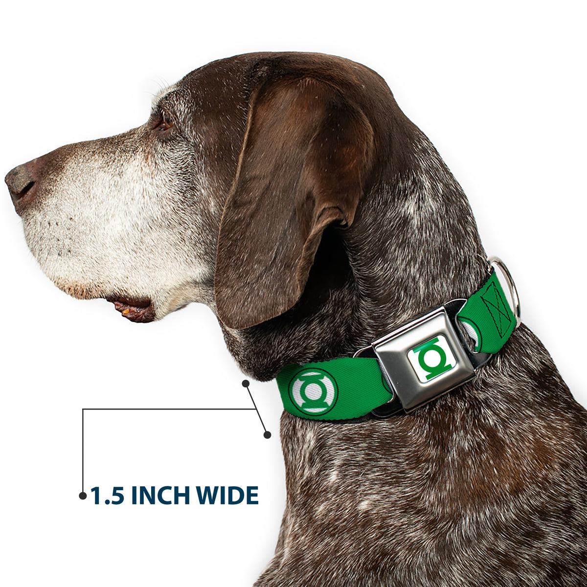 Green Lantern Logo CLOSE-UP Full Color White/Green Seatbelt Buckle Collar - Green Lantern Logo2 Green/Black/Green/White Dog Collars Seatbelt Buckle DC Comics