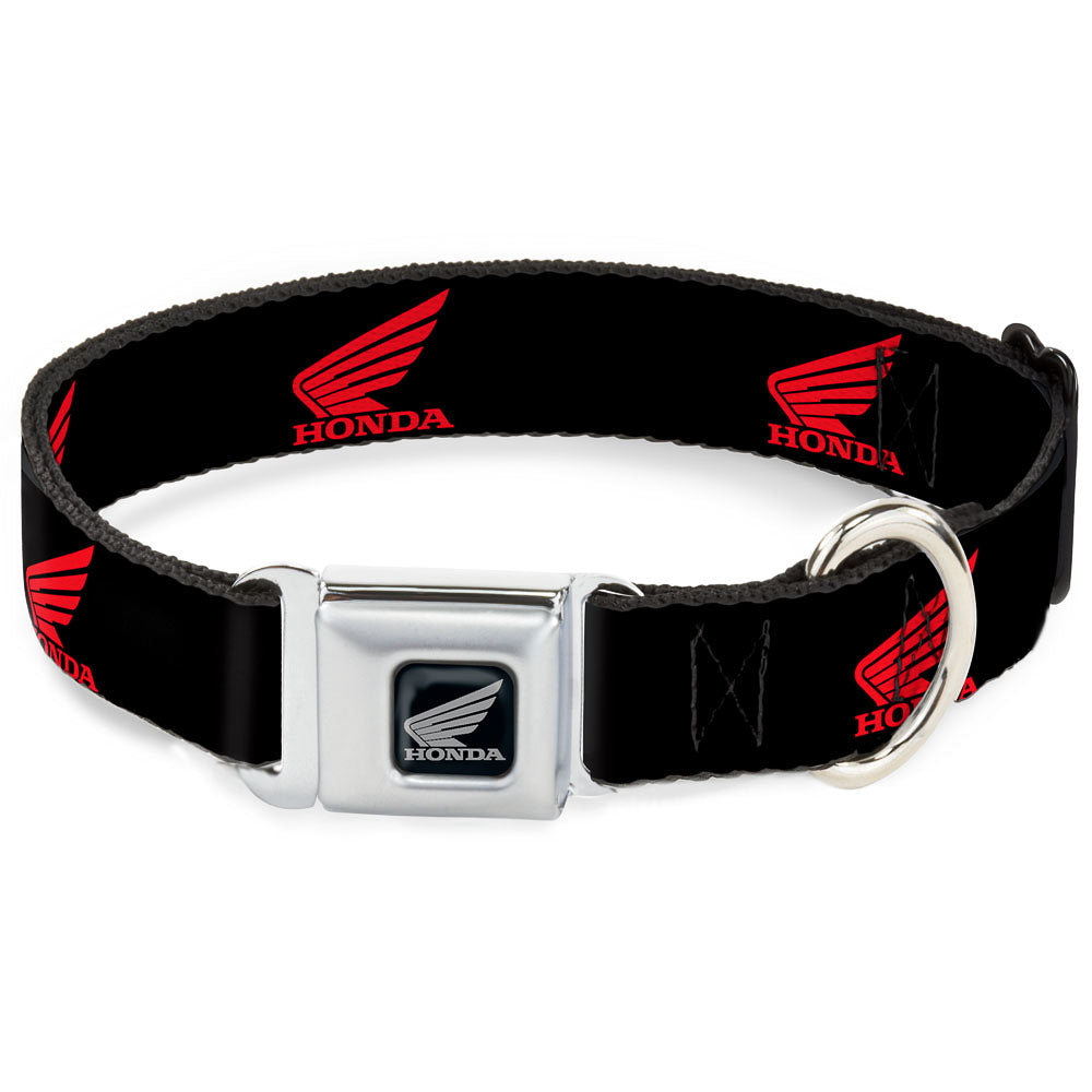 Honda Motorcycle Black Silver Seatbelt Buckle Collar - HONDA Motorcycle Logo Black/Red Dog Collars Seatbelt Buckle Honda Motorsports