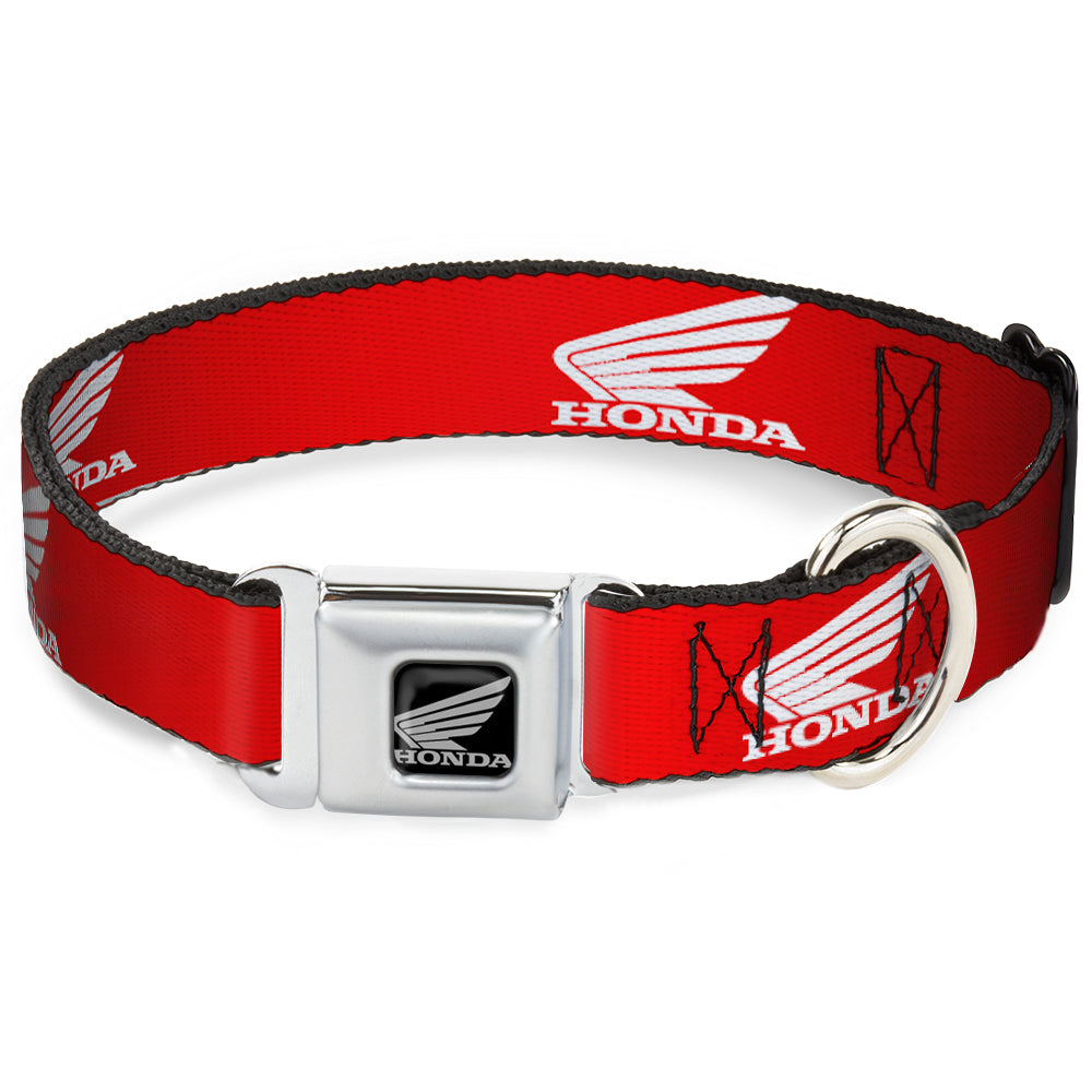 Honda Motorcycle Black/Silver Seatbelt Buckle Collar - HONDA Motorcycle Logo Red/White Dog Collars Seatbelt Buckle Honda Motorsports