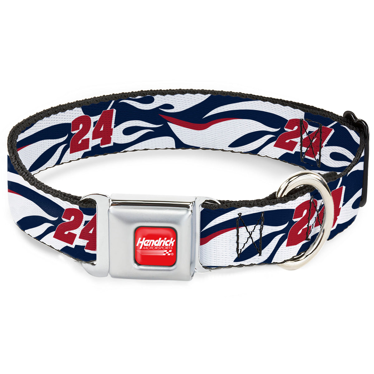 HENDRICK MOTORSPORTS Checker Logo Full Color Red/White Seatbelt Buckle Collar - William Byron #24 Car Scheme White/Red/Blue Dog Collars Seatbelt Buckle Hendrick Motorsports