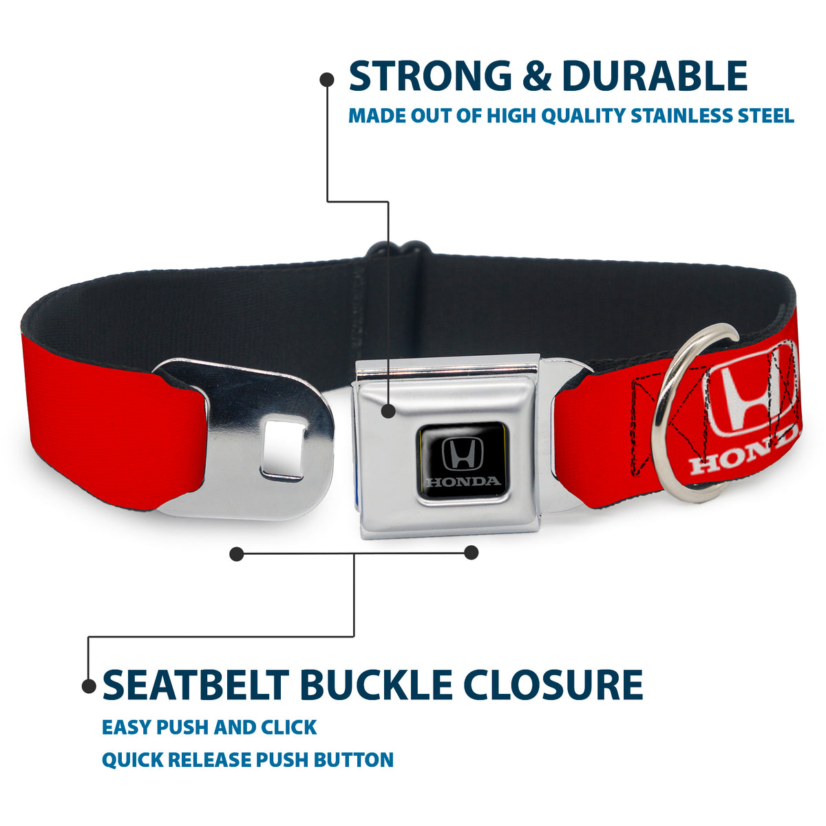 Honda Seatbelt Buckle Collar - Honda Logo Red/White Dog Collars Seatbelt Buckle Honda