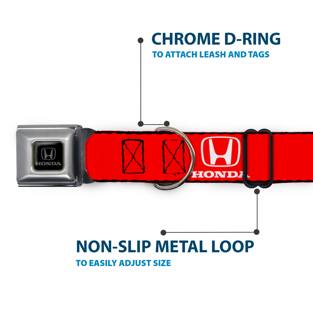 Honda Seatbelt Buckle Collar - Honda Logo Red/White Dog Collars Seatbelt Buckle Honda