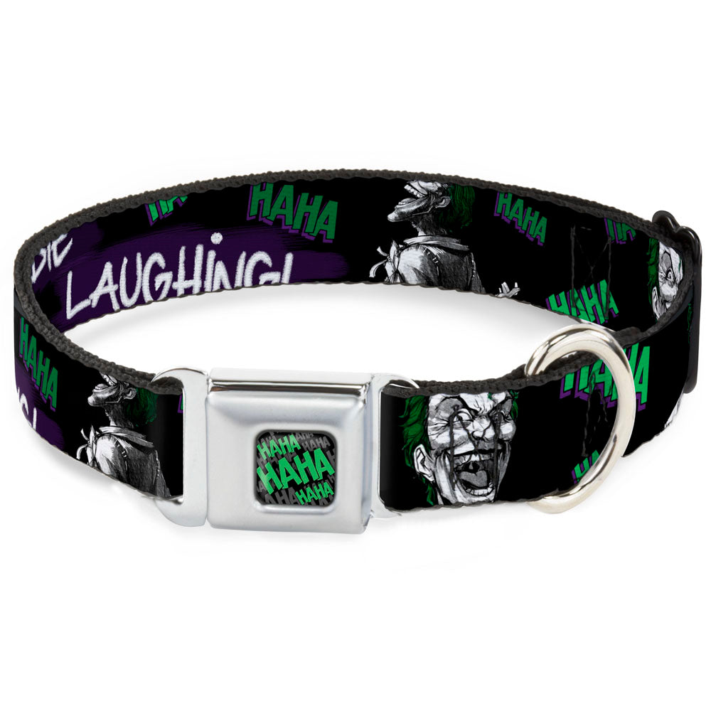 HAHA Stacked Black/Gray/Green Seatbelt Buckle Collar - Joker DIE LAUGHING! HAHA Black/Purple/Green Dog Collars Seatbelt Buckle DC Comics