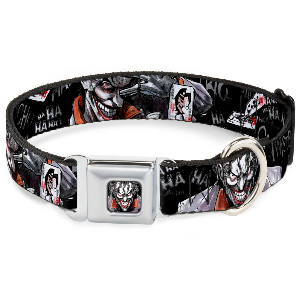 Joker Face Stare Seatbelt Buckle Collar - Joker BRILLIANTLY TWISTED PSYCHO 2-Poses/Cards Black/Grays Dog Collars Seatbelt Buckle DC Comics