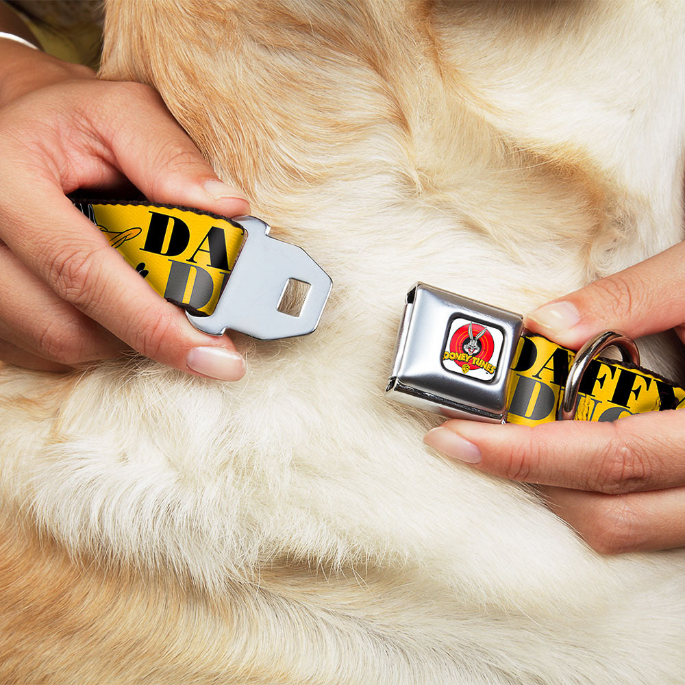 Looney Tunes Logo Full Color White Seatbelt Buckle Collar - DAFFY DUCK w/Poses Yellow/Black Dog Collars Seatbelt Buckle Looney Tunes