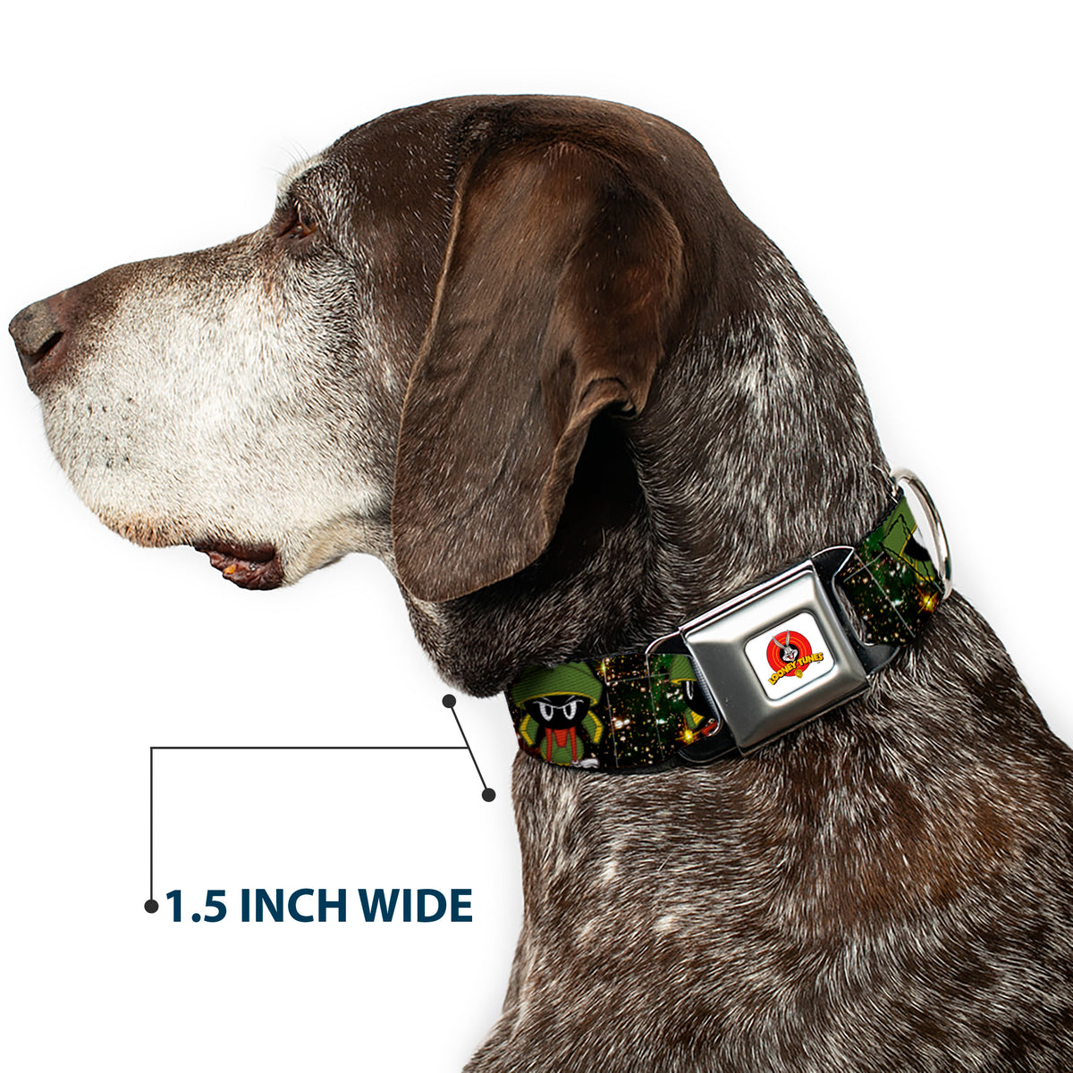 Looney Tunes Logo White Seatbelt Buckle Collar - Marvin the Martian 4-Poses Galaxy Dog Collars Seatbelt Buckle Looney Tunes