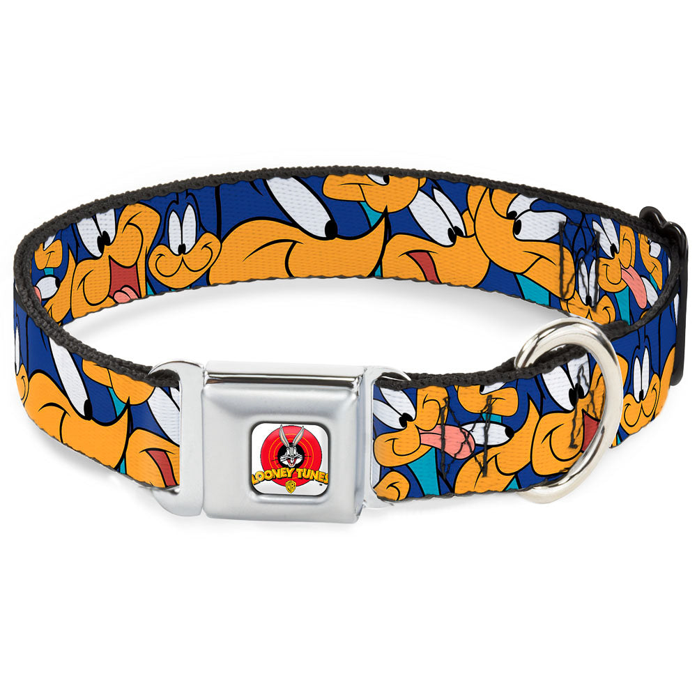 Looney Tunes Logo White Seatbelt Buckle Collar - Road Runner Expressions Stacked Dog Collars Seatbelt Buckle Looney Tunes
