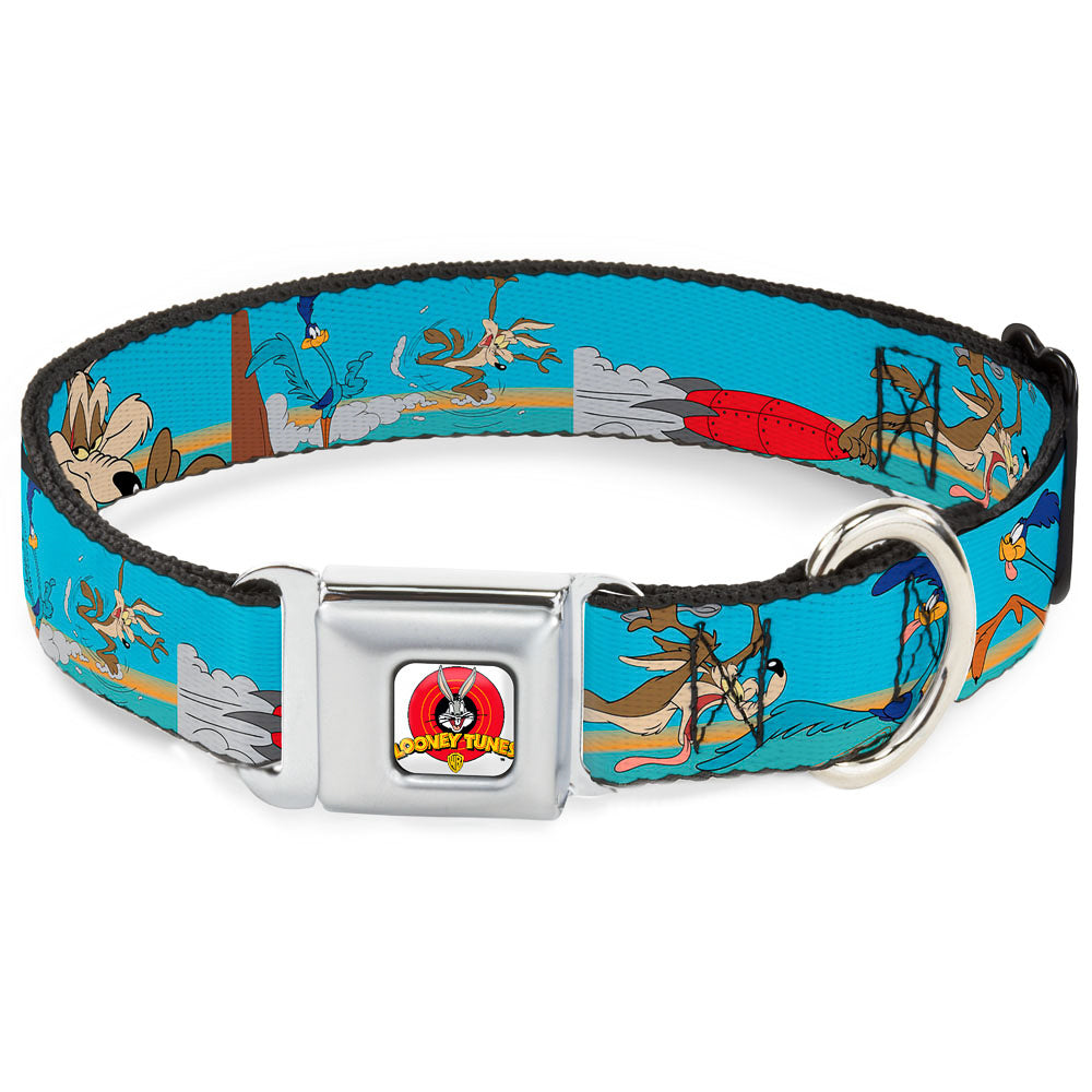 Looney Tunes Logo White Seatbelt Buckle Collar - Road Runner/Wile E. Coyote Scene2 Desert Dog Collars Seatbelt Buckle Looney Tunes