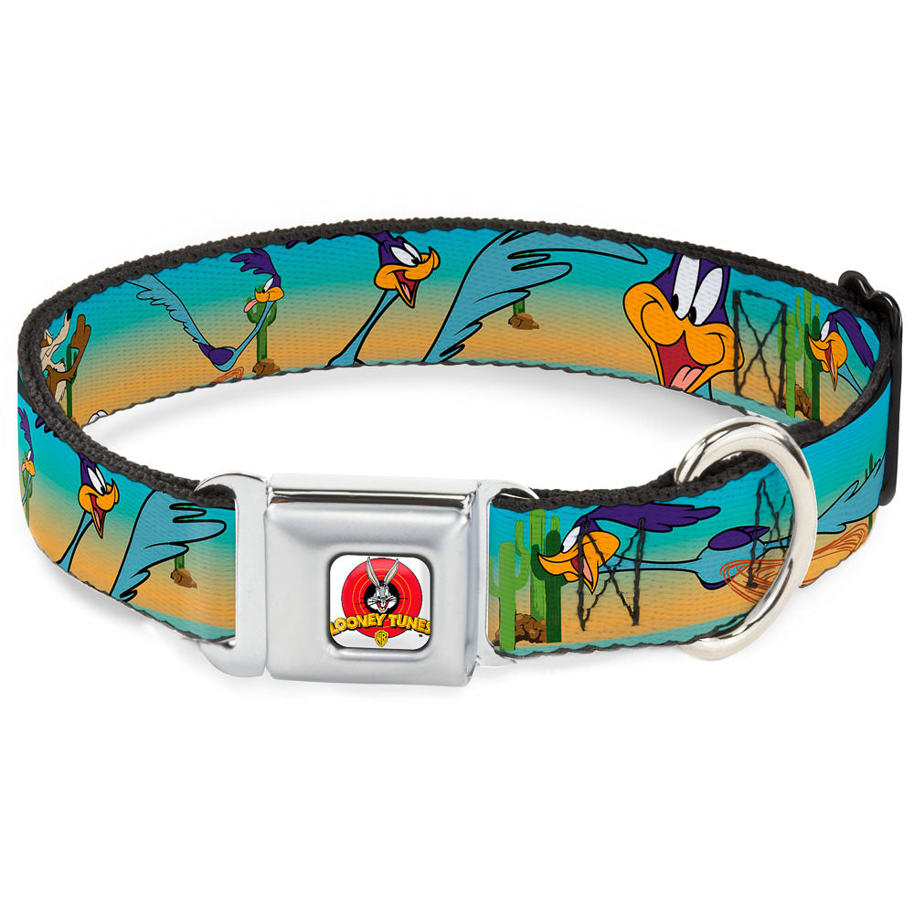 Looney Tunes Logo White Seatbelt Buckle Collar - Road Runner/Wile E. Coyote Scene1 Desert Dog Collars Seatbelt Buckle Looney Tunes
