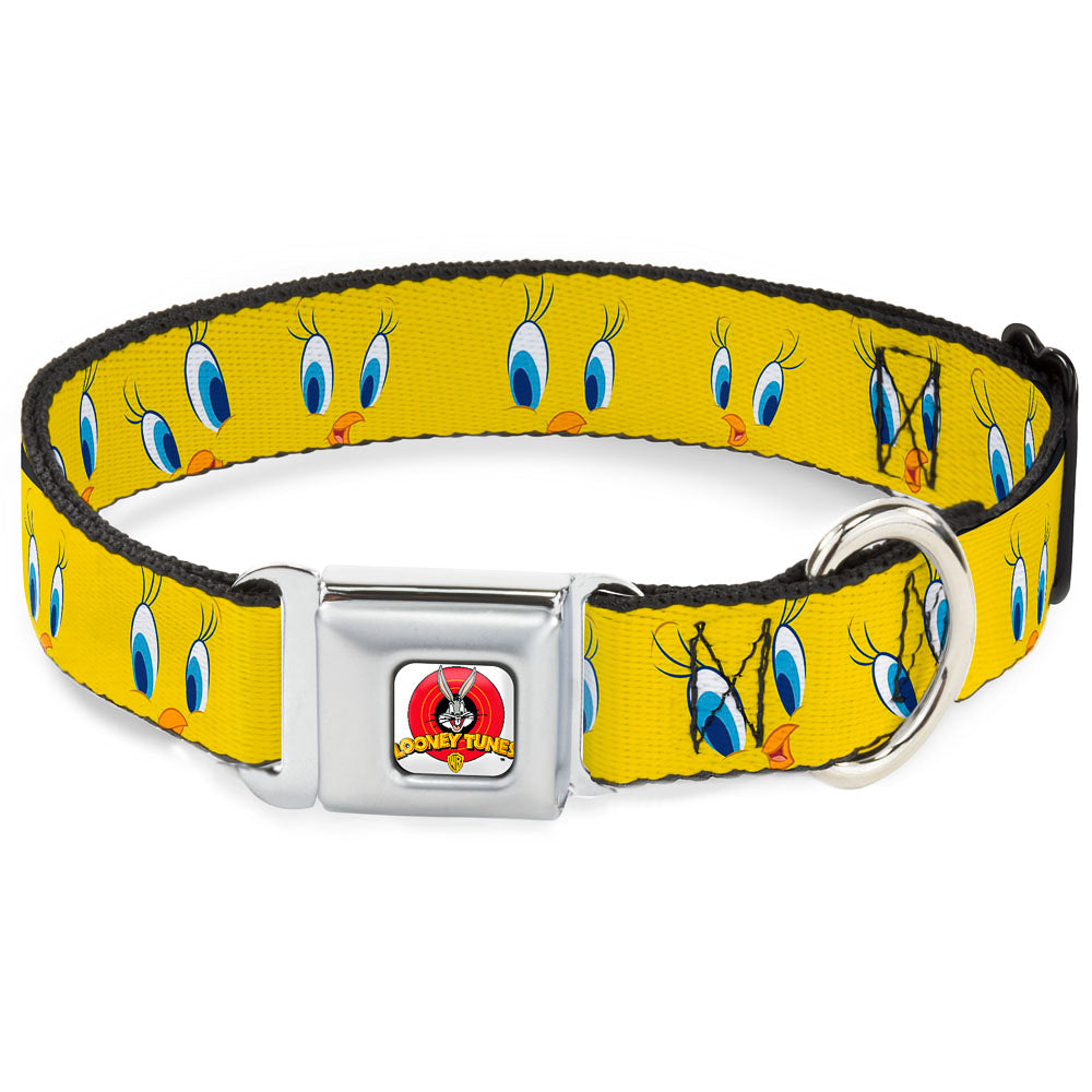 Looney Tunes Logo Full Color White Seatbelt Buckle Collar - Tweety Bird Expressions2 Dog Collars Seatbelt Buckle Looney Tunes