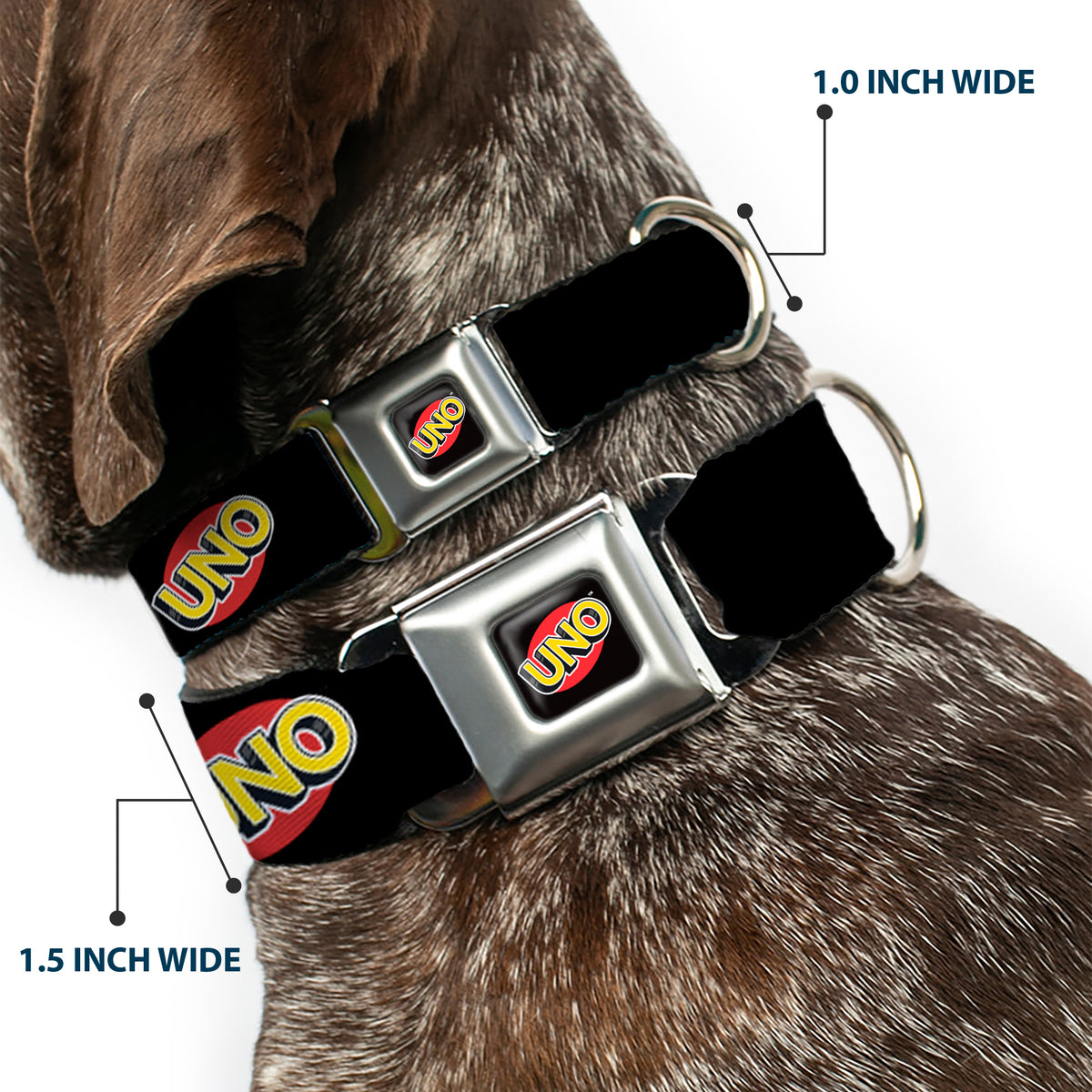 UNO Game Logo Full Color Black/Red/Yellow Seatbelt Buckle Collar - UNO Game Logo Black/Red/Yellow Dog Collars Seatbelt Buckle UNO