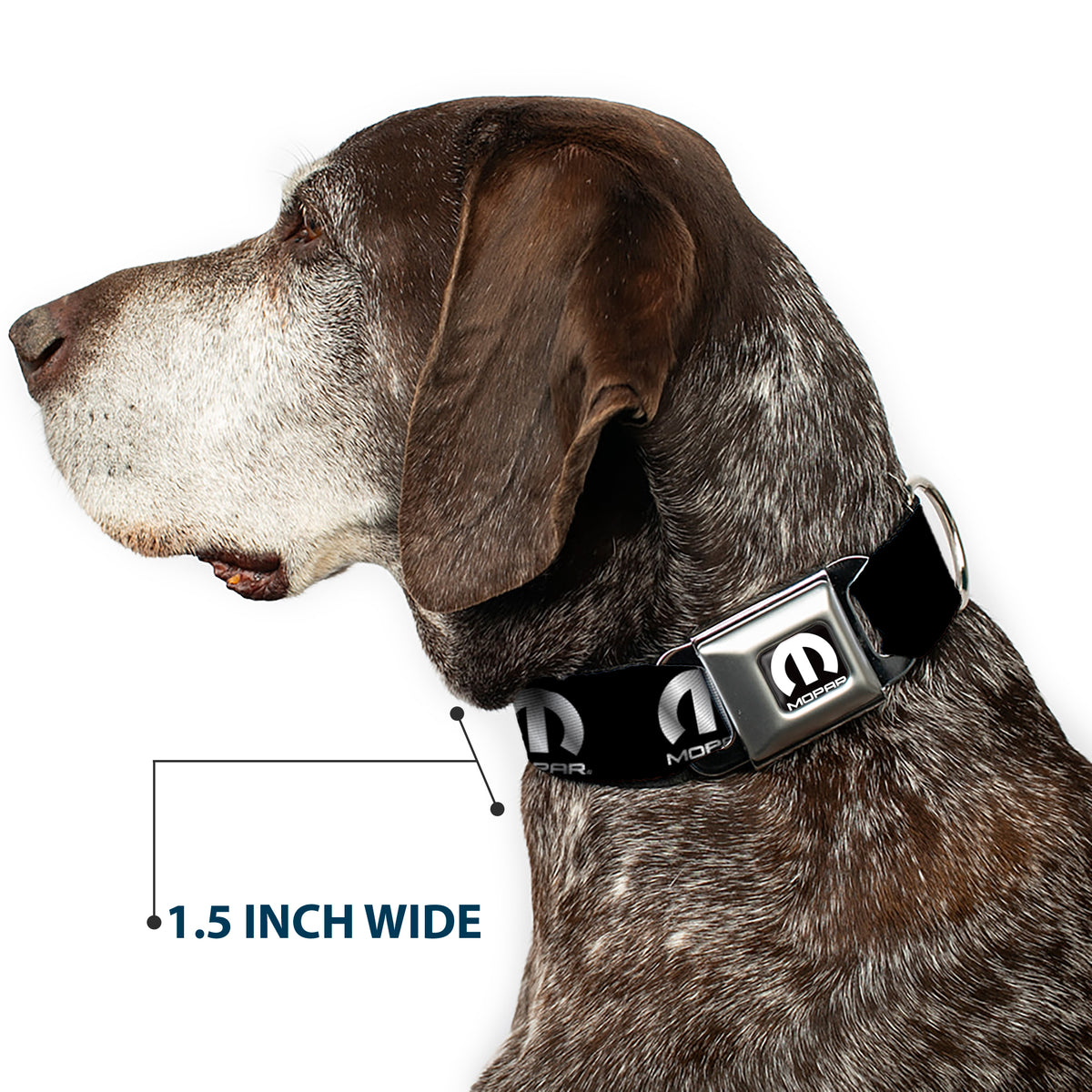 MOPAR Logo Full Color Black/White Seatbelt Buckle Collar - MOPAR Logo Repeat Black/Silver Gradient Dog Collars Seatbelt Buckle Mopar