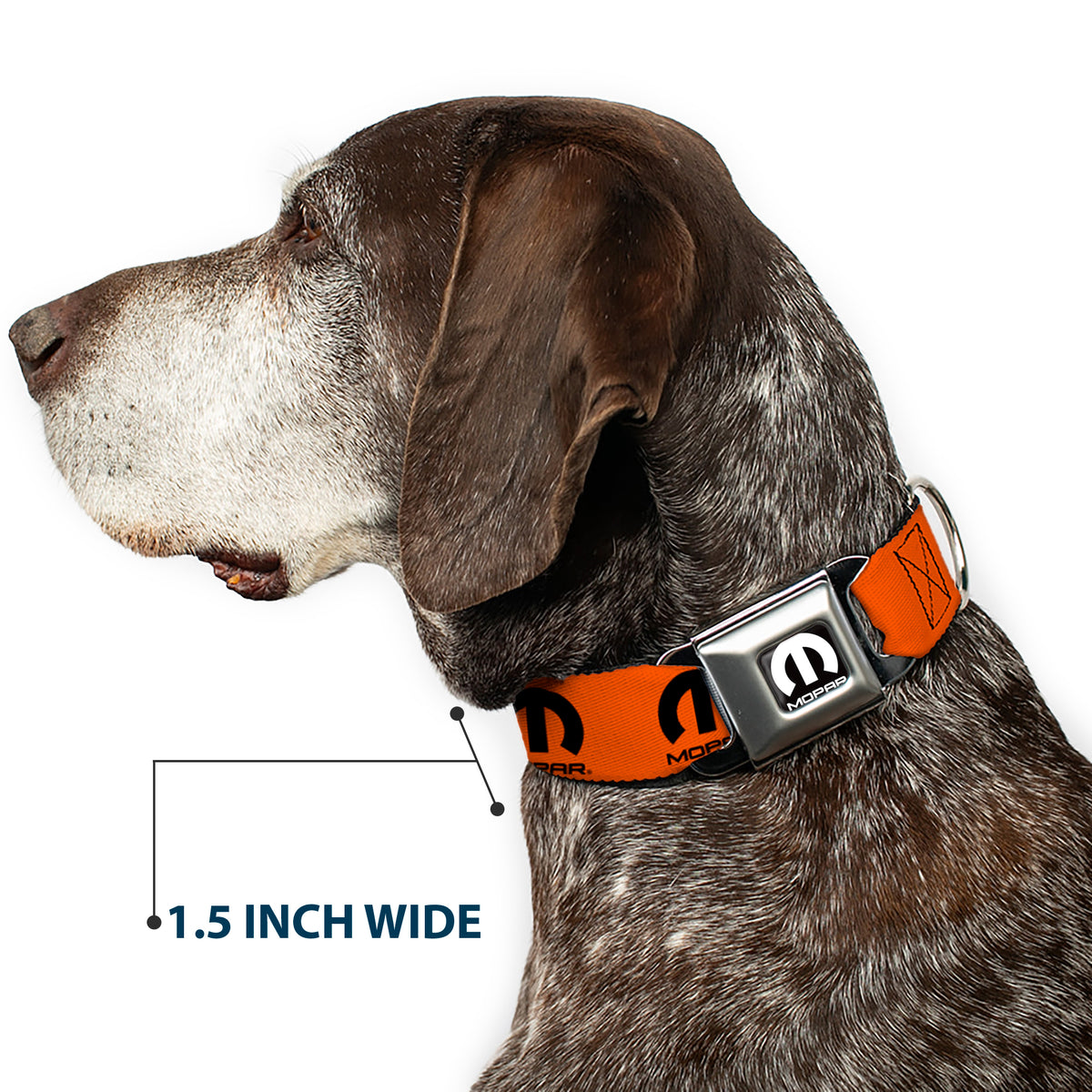 MOPAR Logo Full Color Black/White Seatbelt Buckle Collar - MOPAR Logo Repeat Orange/Black Dog Collars Seatbelt Buckle Mopar