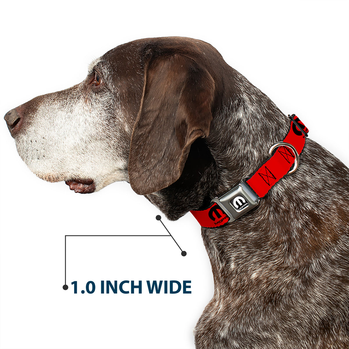 MOPAR Logo Full Color Black/White Seatbelt Buckle Collar - MOPAR Logo Repeat Red/Black Dog Collars Seatbelt Buckle Mopar