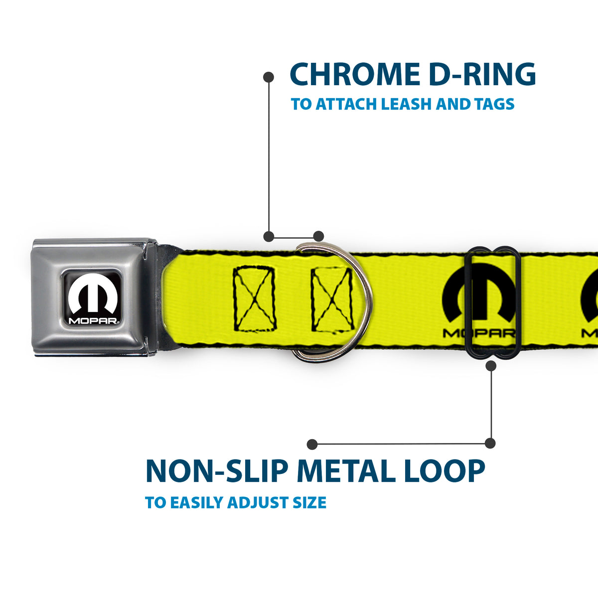 MOPAR Logo Full Color Black/White Seatbelt Buckle Collar - MOPAR Logo Repeat Yelow/Black Dog Collars Seatbelt Buckle Mopar