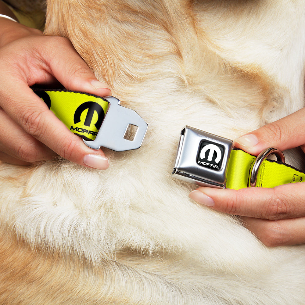 MOPAR Logo Full Color Black/White Seatbelt Buckle Collar - MOPAR Logo Repeat Yelow/Black Dog Collars Seatbelt Buckle Mopar
