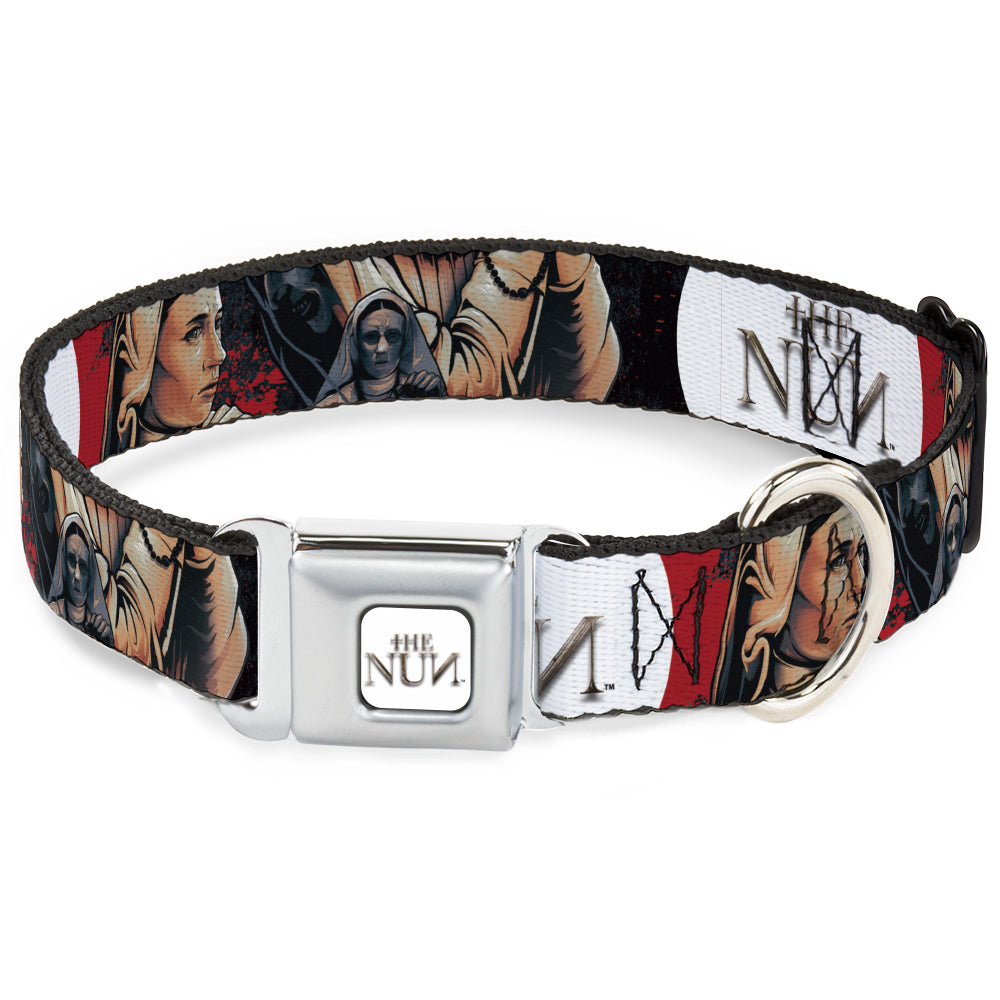 THE NUN Text Logo Full Color White/Grays Seatbelt Buckle Collar - THE NUN Sister Irene Poses Collage Dog Collars Seatbelt Buckle The Nun