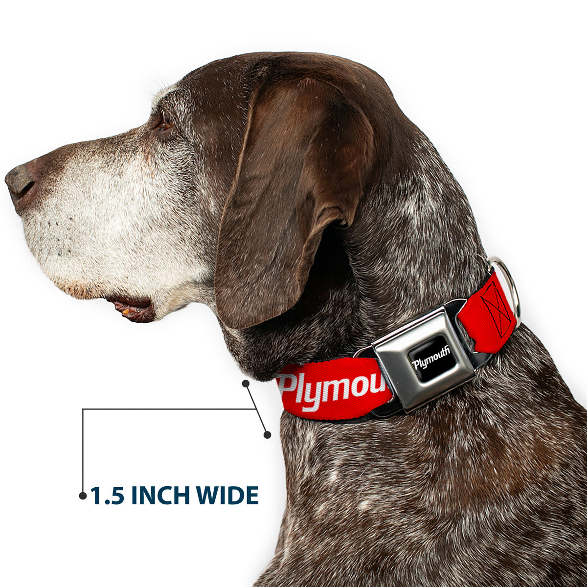 PLYMOUTH Text Logo Full Color Black/White Seatbelt Buckle Collar - PLYMOUTH Text Logo Red/White Dog Collars Seatbelt Buckle Dodge