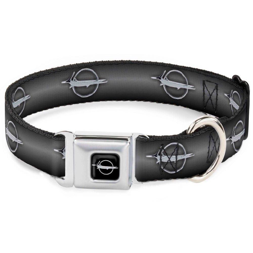 Barracuda Emblem Full Color Black/Silver Seatbelt Buckle Collar - Barracuda Emblem Repeat Gray Fade/Silver Dog Collars Seatbelt Buckle Dodge