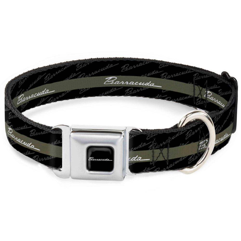 BARRACUDA Script Logo Full Color Black/White Seatbelt Buckle Collar - BARRACUDA Script Stripe/Monogram Black/Gray/Olive/Silver Dog Collars Seatbelt Buckle Dodge
