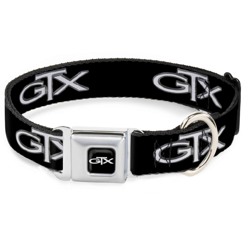 Plymouth GTX Emblem Full Color Black/Silver Fade/White Seatbelt Buckle Collar - Plymouth GTX Emblem Black/Silver Fade/White Dog Collars Seatbelt Buckle Dodge