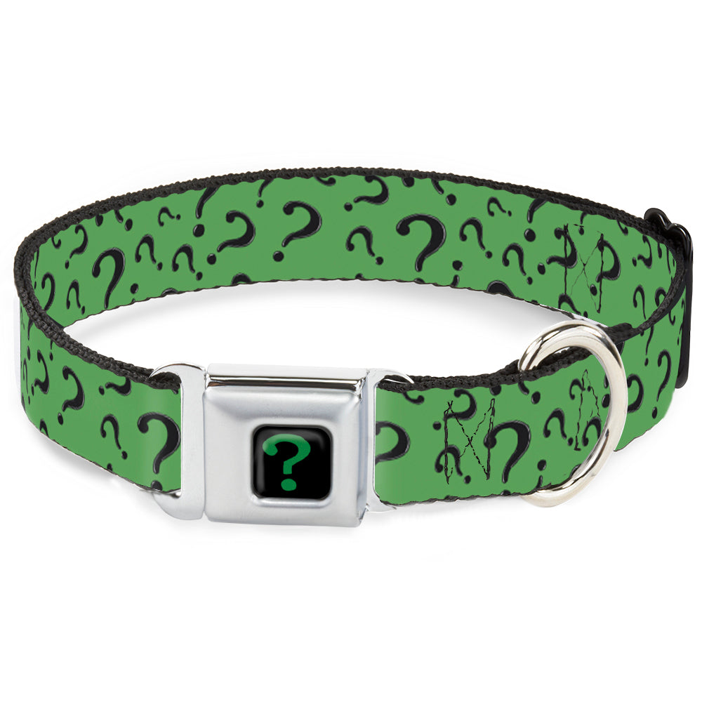Riddler "?" Black/Green Seatbelt Buckle Collar - Question Mark Scattered3 Dark Green/Black Dog Collars Seatbelt Buckle DC Comics