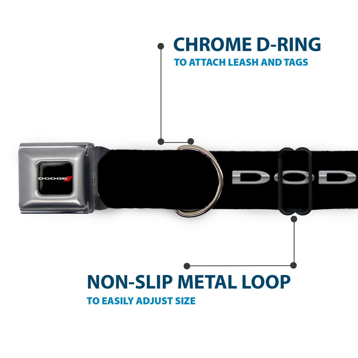 Dodge Red Rhombus Full Color Seatbelt Buckle Collar - Dodge Red Rhombus REPEAT Dog Collars Seatbelt Buckle Dodge
