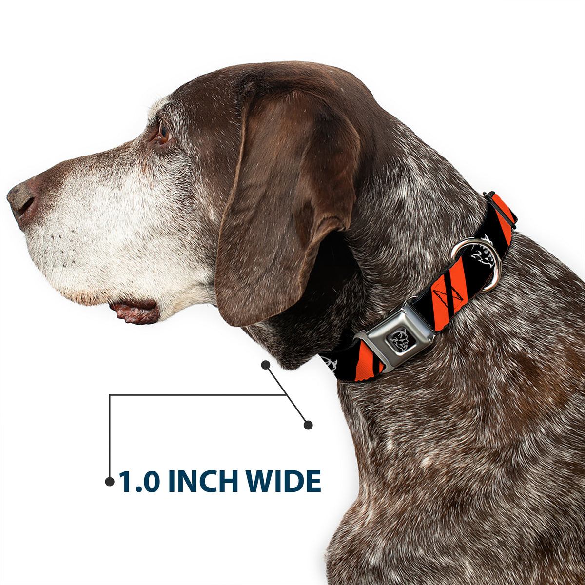 Dodge Demon Icon Full Color Black/White Seatbelt Buckle Collar - Dodge Stripes/Demon Icon Black/Red/White Dog Collars Seatbelt Buckle Dodge