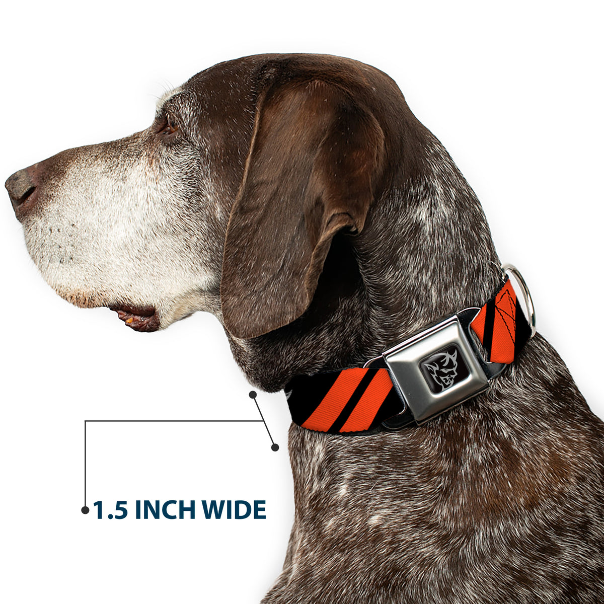 Dodge Demon Icon Full Color Black/White Seatbelt Buckle Collar - Dodge Stripes/Demon Icon Black/Red/White Dog Collars Seatbelt Buckle Dodge