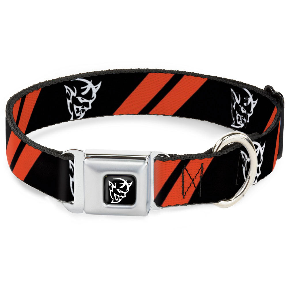 Dodge Demon Icon Full Color Black/White Seatbelt Buckle Collar - Dodge Stripes/Demon Icon Black/Red/White Dog Collars Seatbelt Buckle Dodge