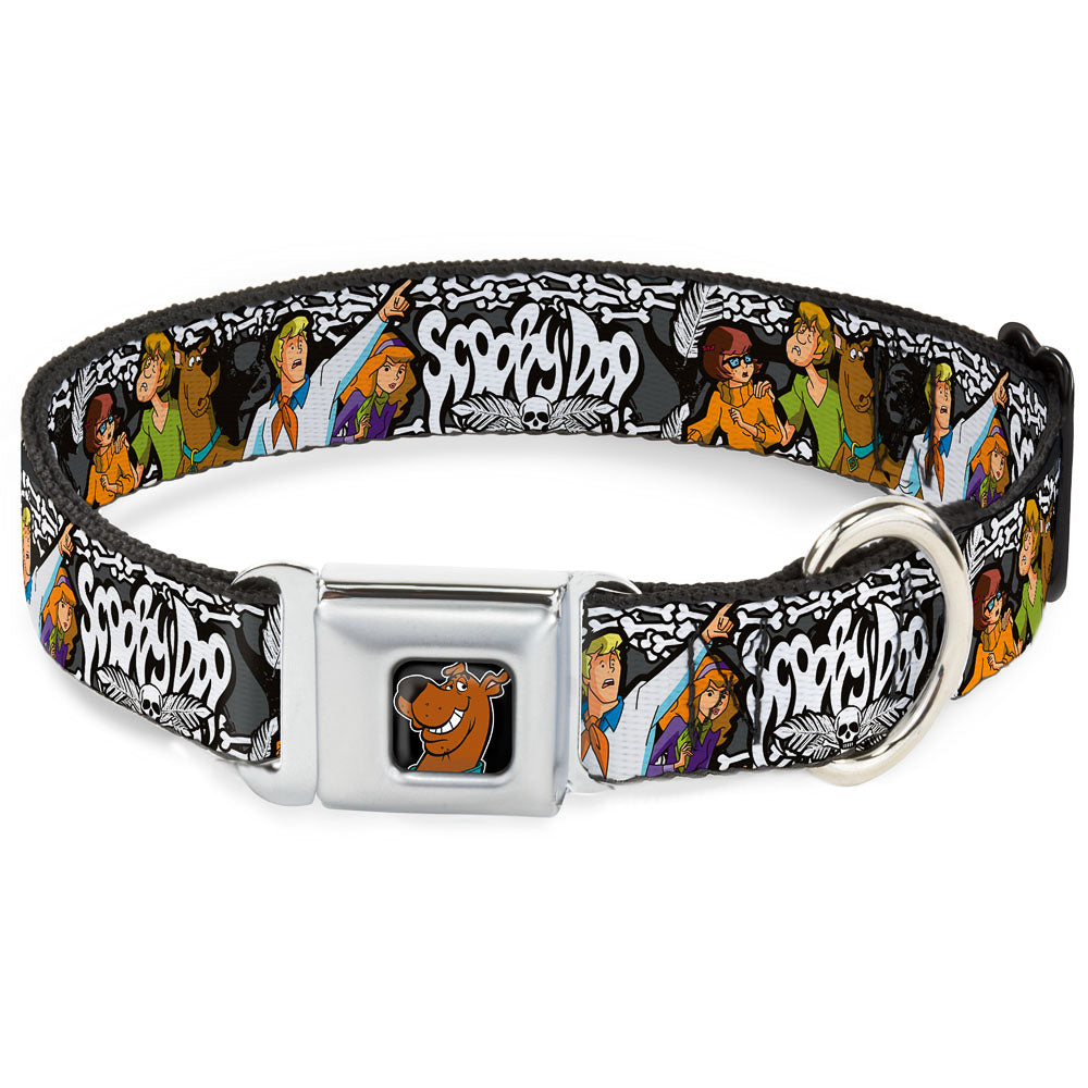 Scooby Doo Face Full Color Black Seatbelt Buckle Collar - SCOOBY DOO Group Pose/Bones Dog Collars Seatbelt Buckle Scooby Doo