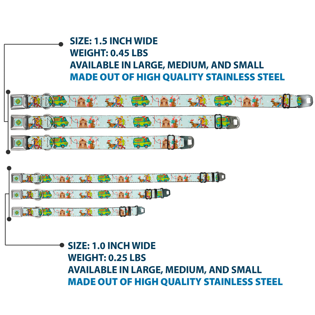 Scooby Doo SD Dog Tag Baby Blue Seatbelt Buckle Collar - Scooby Doo Holiday Scenes and Icons Baby Blue Dog Collars Seatbelt Buckle Scooby Doo