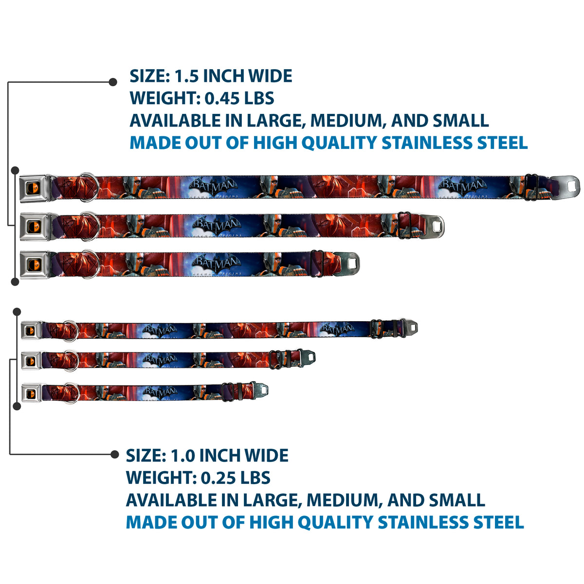 Deadstroke Logo Black/Orange-Red/White Seatbelt Buckle Collar - DEATHSTROKE Pose/BATMAN ARKHAM ORIGINS Logo Dog Collars Seatbelt Buckle DC Comics