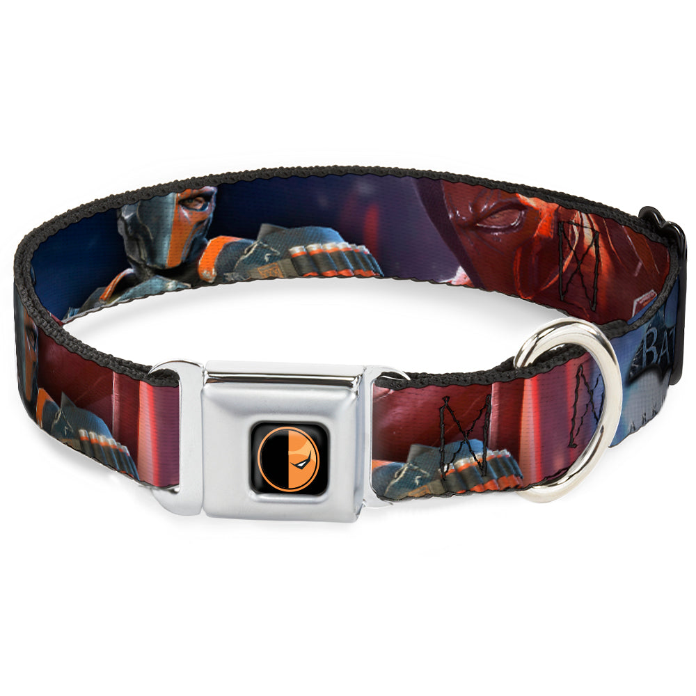 Deadstroke Logo Black/Orange-Red/White Seatbelt Buckle Collar - DEATHSTROKE Pose/BATMAN ARKHAM ORIGINS Logo Dog Collars Seatbelt Buckle DC Comics
