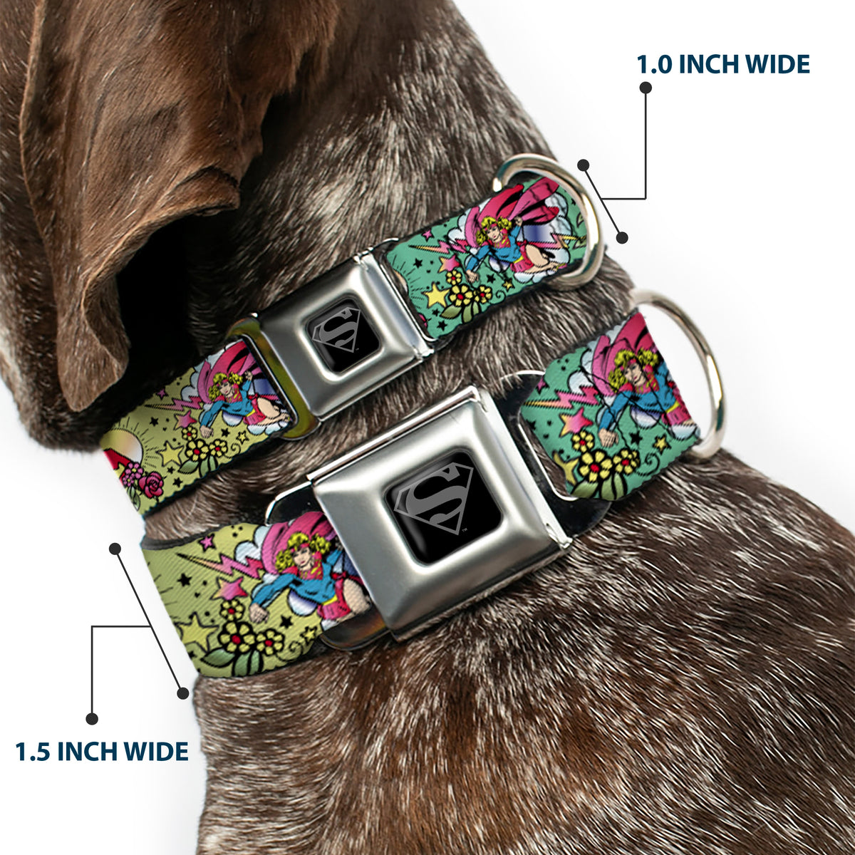Superman Black Silver Seatbelt Buckle Collar - Supergirl Tattoo Scene Dog Collars Seatbelt Buckle DC Comics