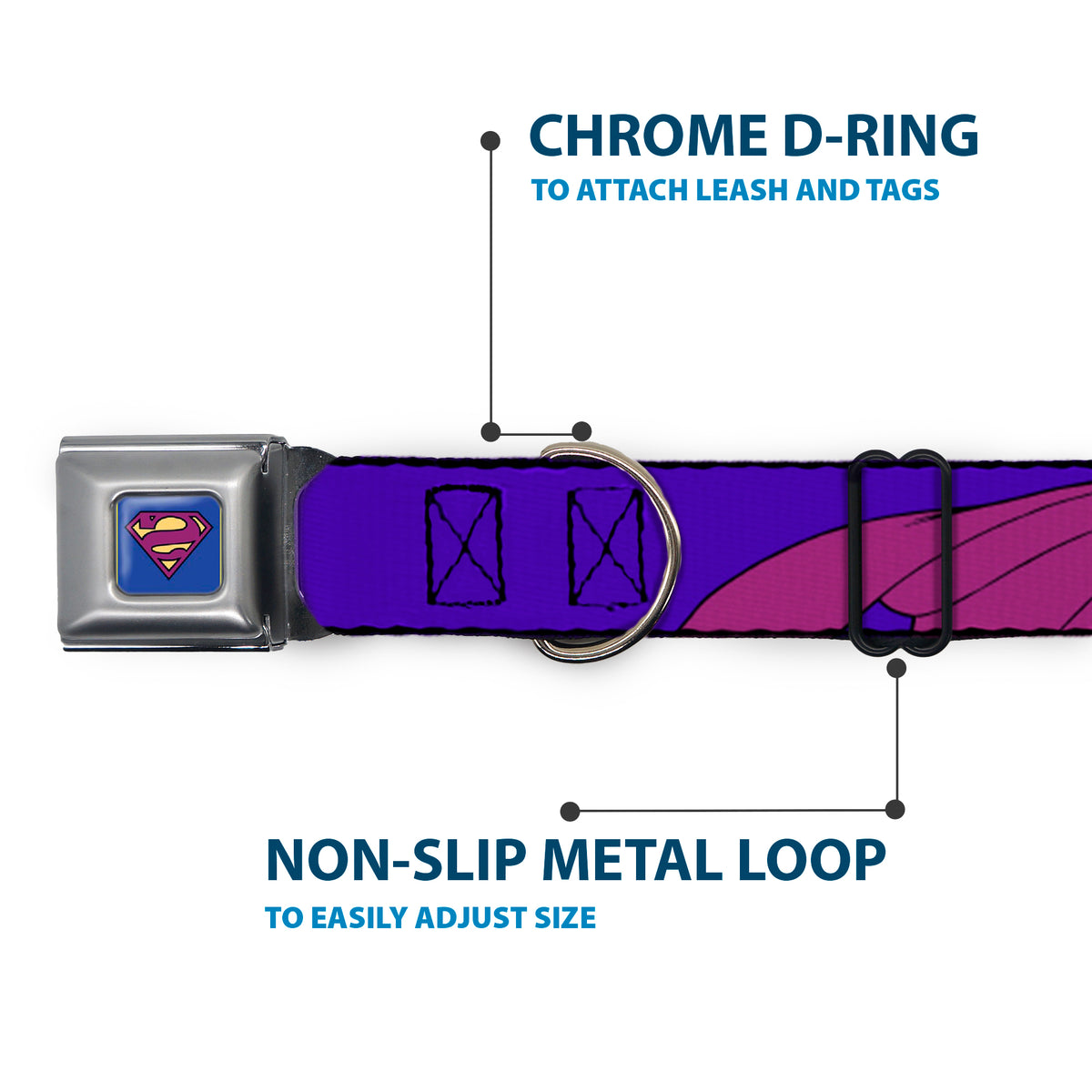 Bizzaro Logo Full Color Blue Seatbelt Buckle Collar - Bizzaro Logo w/Bizzaro Pose Dog Collars Seatbelt Buckle DC Comics