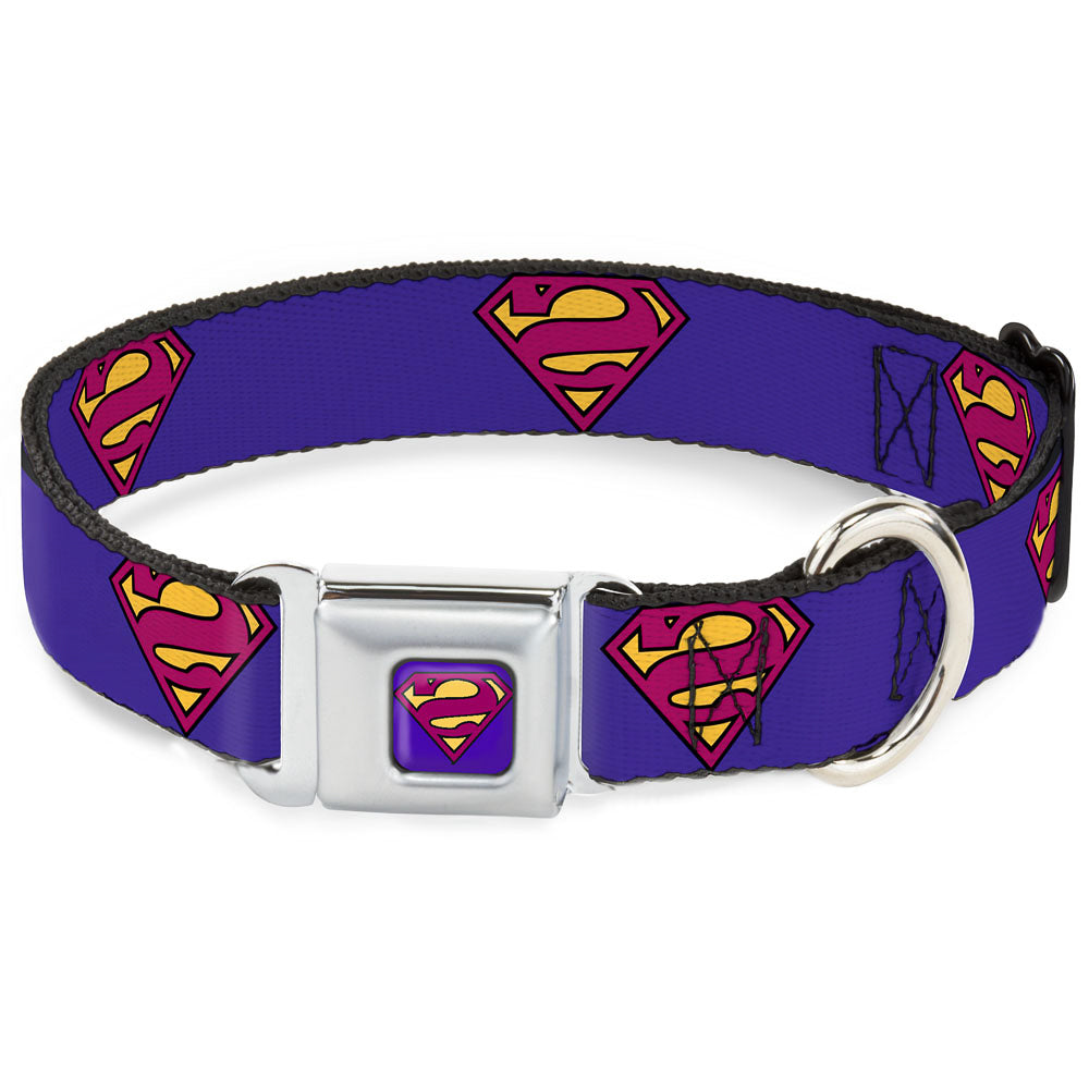 Bizzaro Logo Full Color Blue Seatbelt Buckle Collar - Bizzaro Logo w/Bizzaro Pose Dog Collars Seatbelt Buckle DC Comics