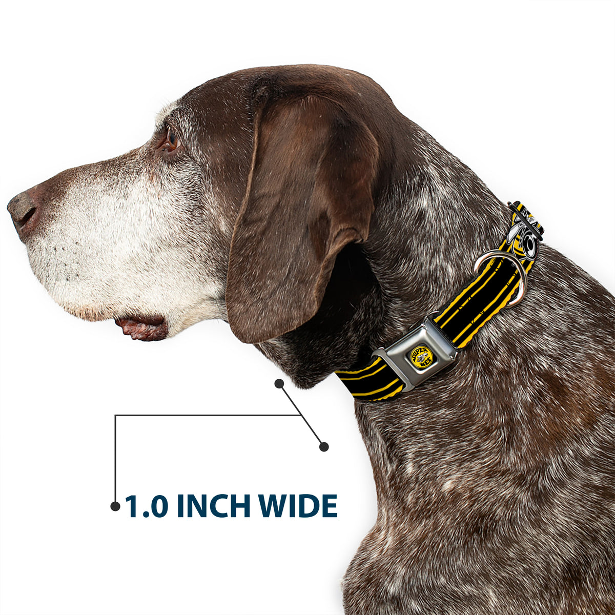 SUPER BEE Logo Full Color Black/Yellow/White Seatbelt Buckle Collar - SUPER BEE Logo/Stripes Black/Yellow/White Dog Collars Seatbelt Buckle Dodge