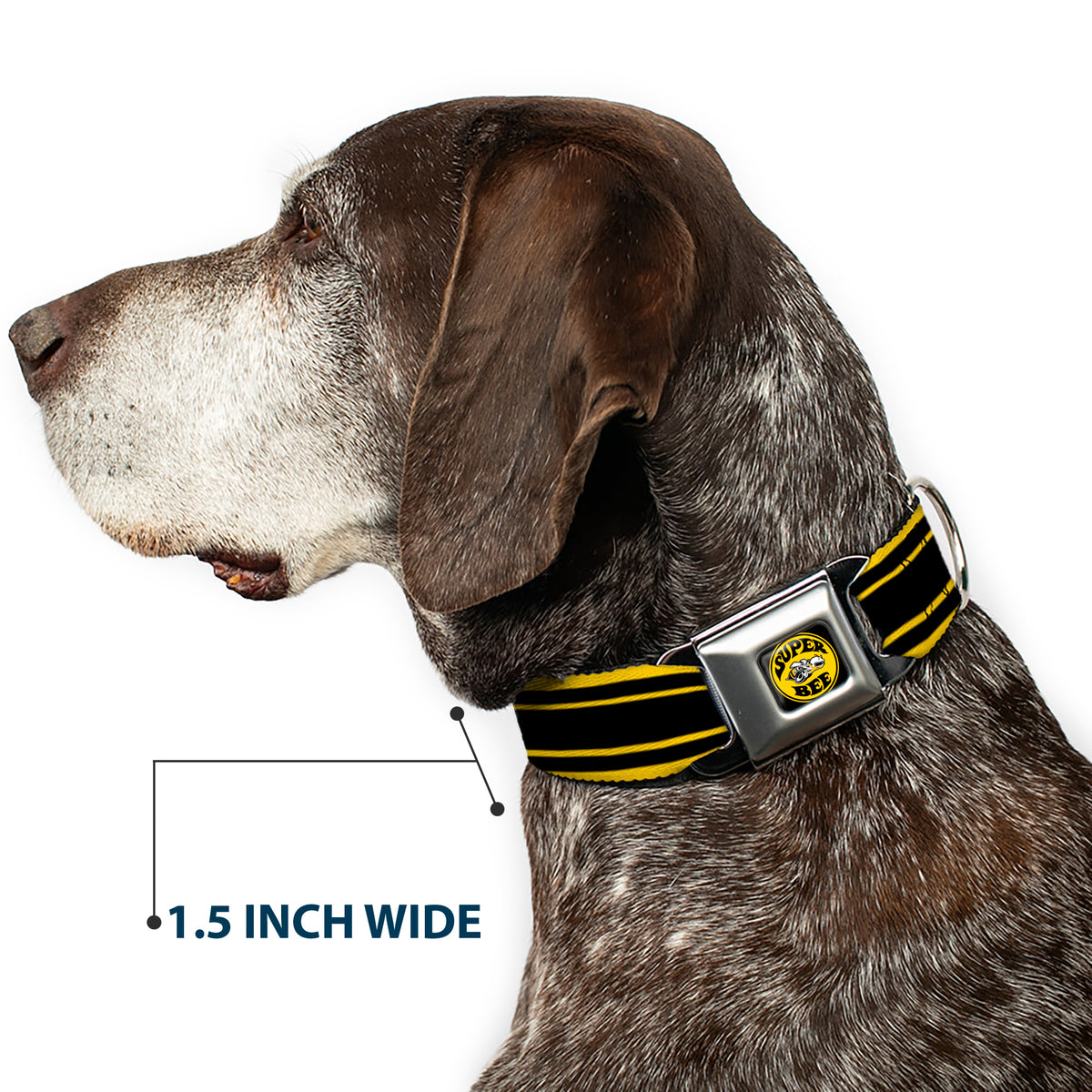 SUPER BEE Logo Full Color Black/Yellow/White Seatbelt Buckle Collar - SUPER BEE Logo/Stripes Black/Yellow/White Dog Collars Seatbelt Buckle Dodge